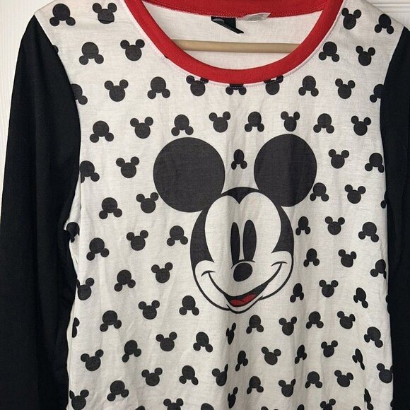 Disney Mickey Mouse Black & White Fleece Pajama Long Sleeve Pant Set Size XXL - Picture 3 of 8